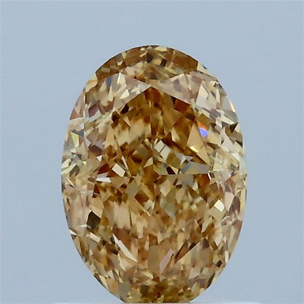 1.02 Carat Oval Lab Grown Diamond, Fancy Intense Brownish Yellow Color, VVS2 Clarity