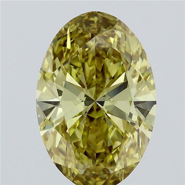 3.03 Carat Oval Lab Grown Diamond, Fancy Vivid Yellow Color, VVS2 Clarity