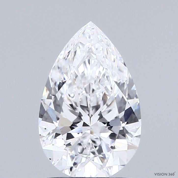 1.50 Carat Pear Lab Grown Diamond, Excellent Polish, D Color, SI1 Clarity