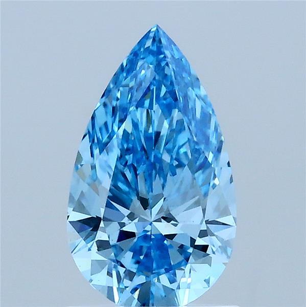 1.12 Carat Pear Lab Grown Diamond, Fancy Vivid Blue Color, VS1 Clarity