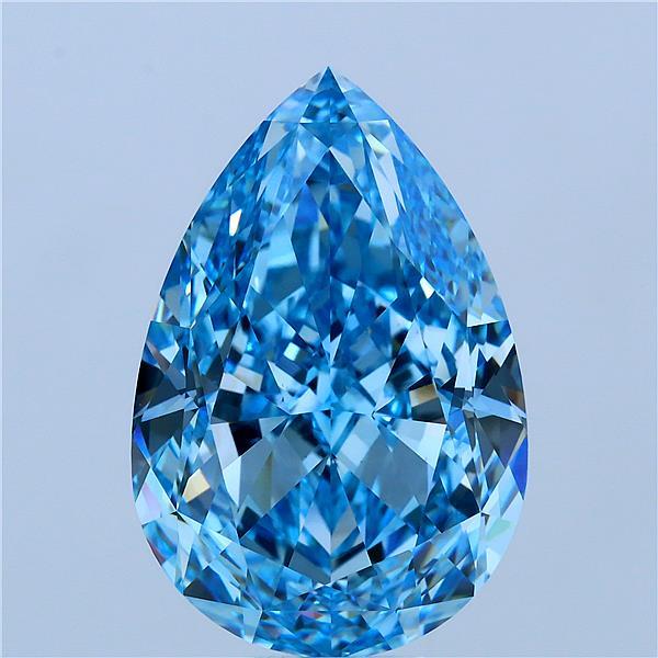15.44 Carat Pear Lab Grown Diamond, Fancy Vivid Blue Color, VS1 Clarity