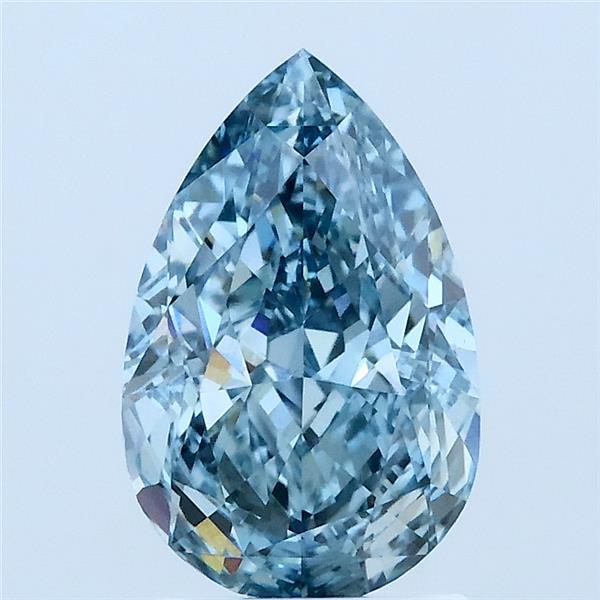 2.07 Carat Pear Lab Grown Diamond, Fancy Vivid Blue Color, VVS2 Clarity