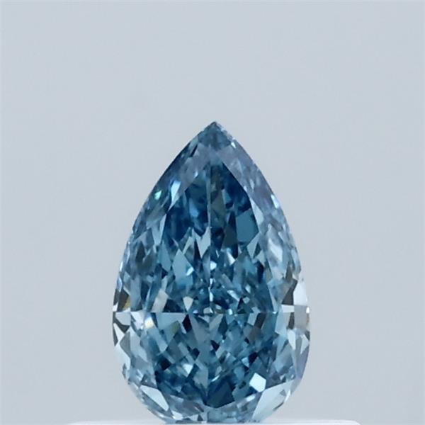 0.38 Carat Pear Lab Grown Diamond, Fancy Vivid Blue Color, VVS2 Clarity
