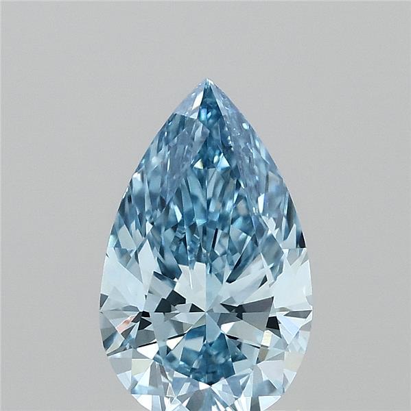 1.38 Carat Pear Lab Grown Diamond, Fancy Vivid Blue Color, VVS2 Clarity