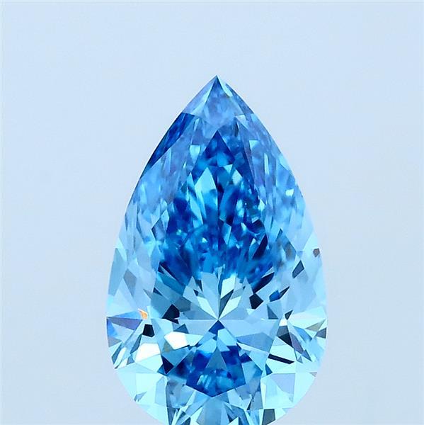 1.50 Carat Pear Lab Grown Diamond, Fancy Vivid Blue Color, VS1 Clarity