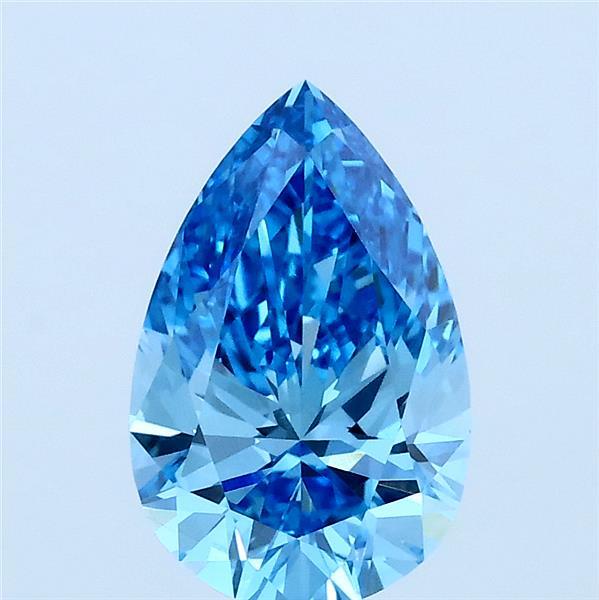 1.50 Carat Pear Lab Grown Diamond, Fancy Vivid Blue Color, VVS2 Clarity
