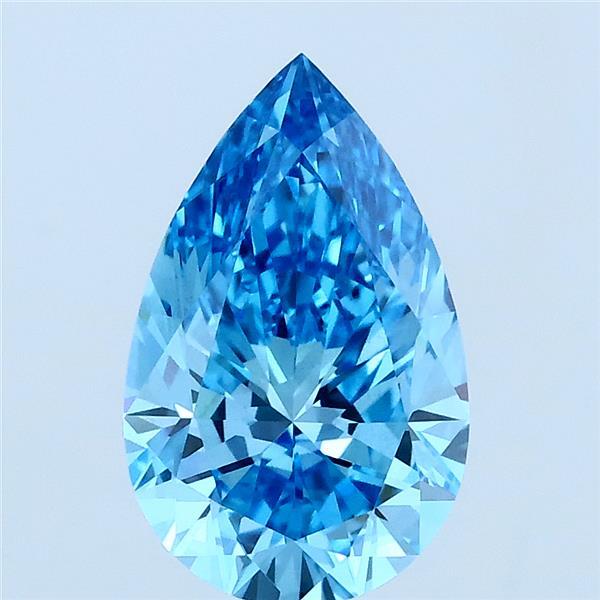 1.79 Carat Pear Lab Grown Diamond, Fancy Vivid Blue Color, VS1 Clarity