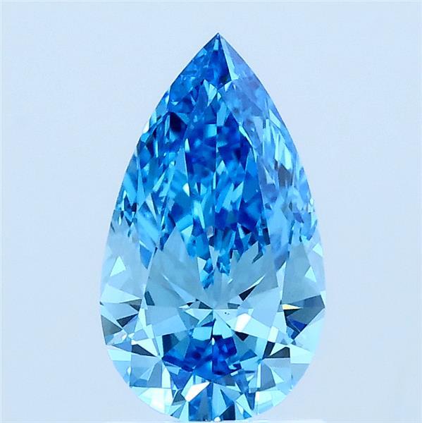 1.00 Carat Pear Lab Grown Diamond, Fancy Vivid Blue Color, VS1 Clarity