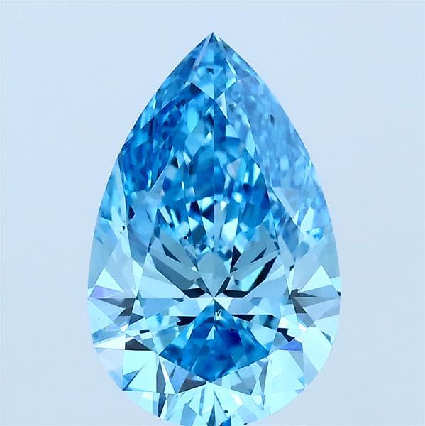 2.08 Carat Pear Lab Grown Diamond, Fancy Vivid Blue Color, SI1 Clarity