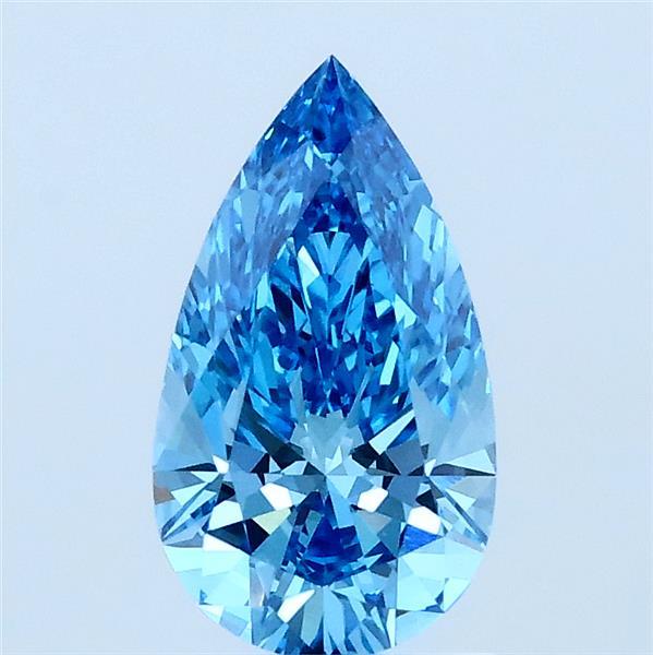 1.01 Carat Pear Lab Grown Diamond, Fancy Vivid Blue Color, VS1 Clarity