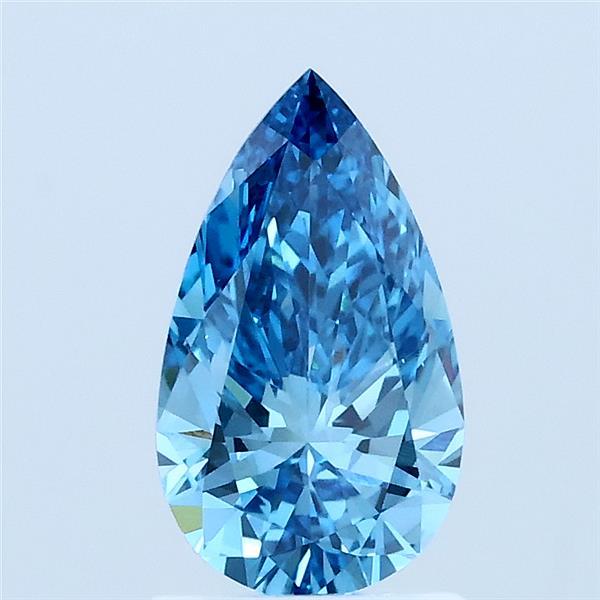 1.00 Carat Pear Lab Grown Diamond, Fancy Vivid Blue Color, VS1 Clarity