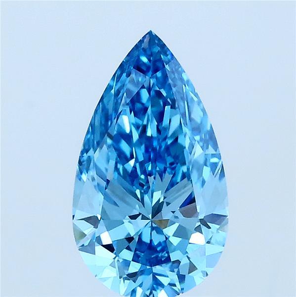1.29 Carat Pear Lab Grown Diamond, Fancy Vivid Blue Color, VVS2 Clarity