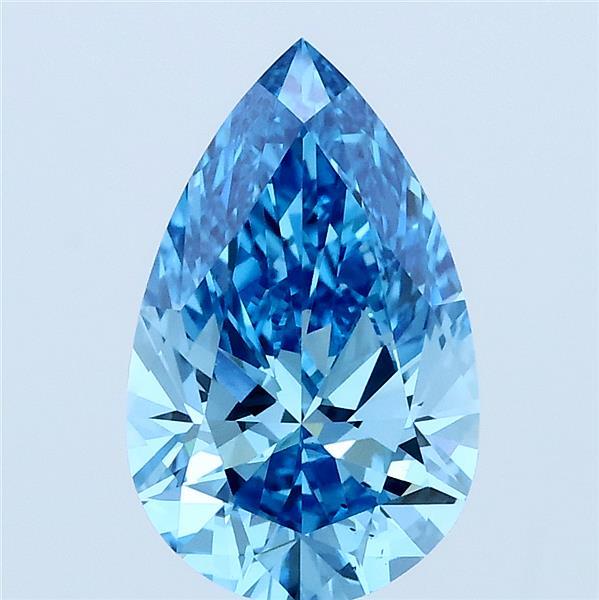 2.00 Carat Pear Lab Grown Diamond, Fancy Vivid Blue Color, VS2 Clarity
