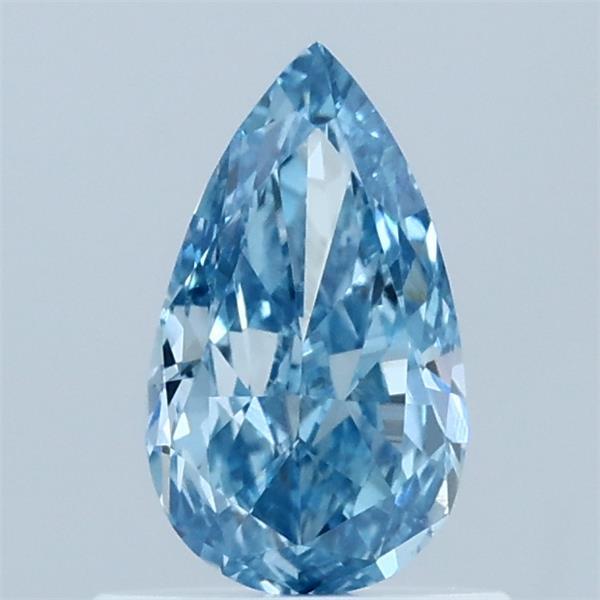 0.76 Carat Pear Lab Grown Diamond, Fancy Vivid Blue Color, VS1 Clarity