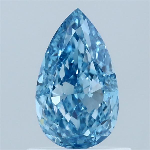 0.80 Carat Pear Lab Grown Diamond, Fancy Vivid Blue Color, VVS2 Clarity