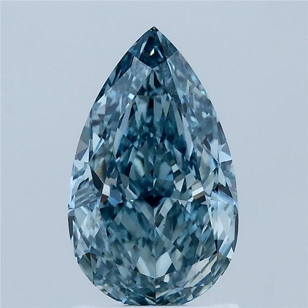 1.54 Carat Pear Lab Grown Diamond, Fancy Vivid Blue Color, VS1 Clarity