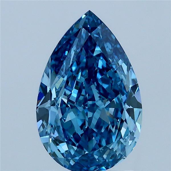 2.03 Carat Pear Lab Grown Diamond, Fancy Vivid Blue Color, VS1 Clarity