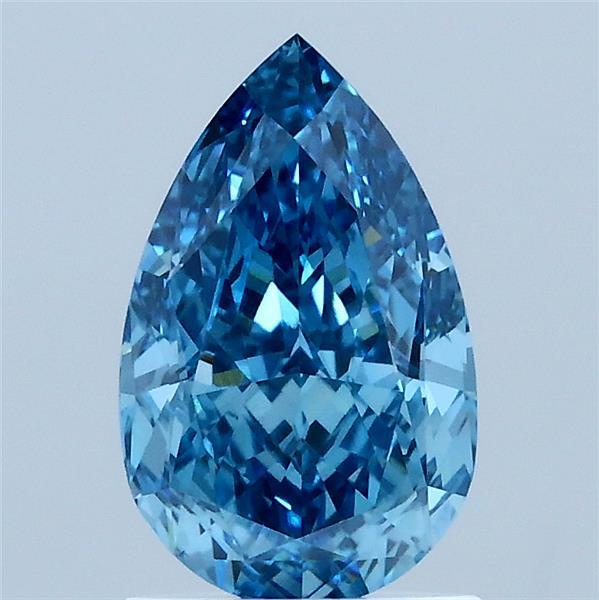 1.54 Carat Pear Lab Grown Diamond, Fancy Vivid Blue Color, VS1 Clarity