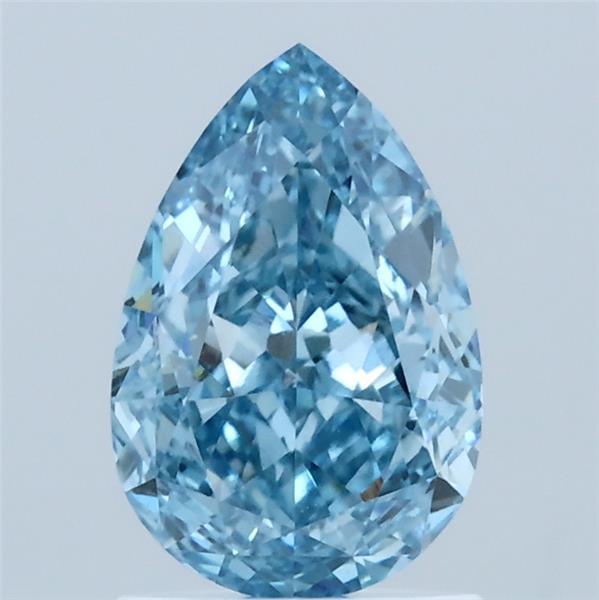1.53 Carat Pear Lab Grown Diamond, Fancy Vivid Blue Color, VVS2 Clarity
