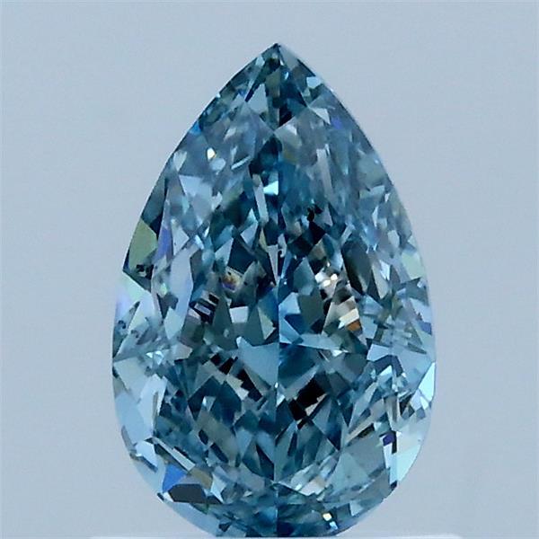 1.05 Carat Pear Lab Grown Diamond, Fancy Intense Blue Color, VS2 Clarity