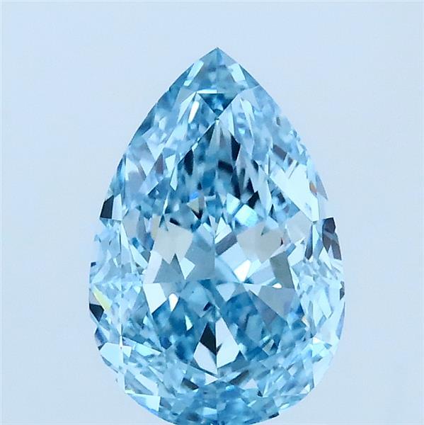 1.51 Carat Pear Lab Grown Diamond, Fancy Vivid Blue Color, VVS2 Clarity