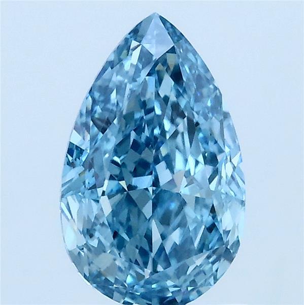 1.54 Carat Pear Lab Grown Diamond, Fancy Vivid Blue Color, VS1 Clarity