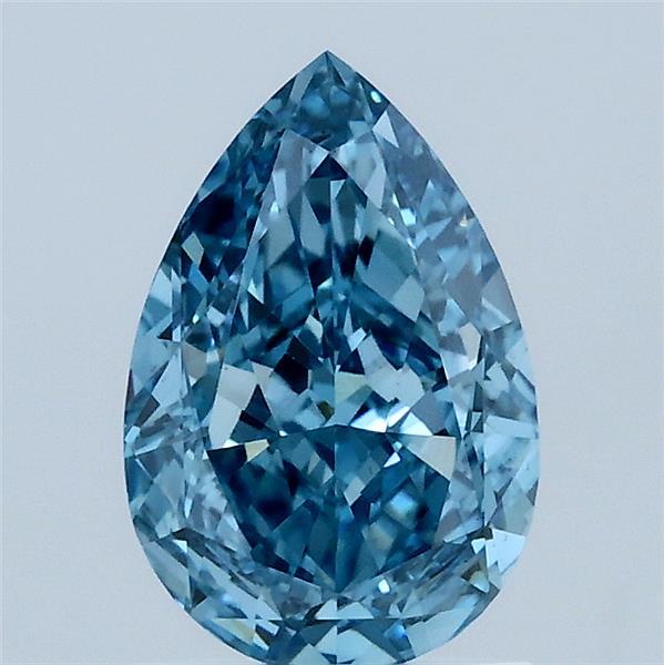 1.55 Carat Pear Lab Grown Diamond, Fancy Vivid Blue Color, VS1 Clarity