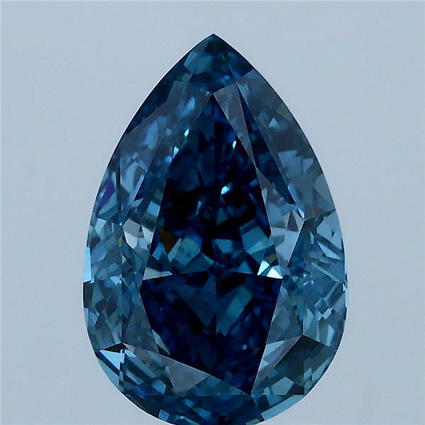 2.58 Carat Pear Lab Grown Diamond, Fancy Vivid Blue Color, VS1 Clarity