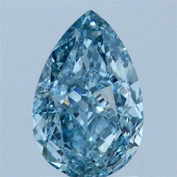 2.02 Carat Pear Lab Grown Diamond, Fancy Vivid Blue Color, VS1 Clarity