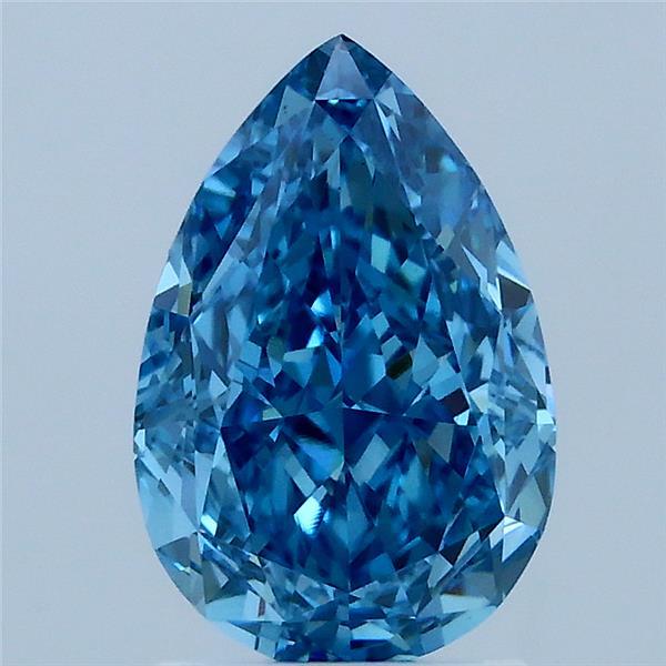 2.22 Carat Pear Lab Grown Diamond, Fancy Vivid Blue Color, VS1 Clarity