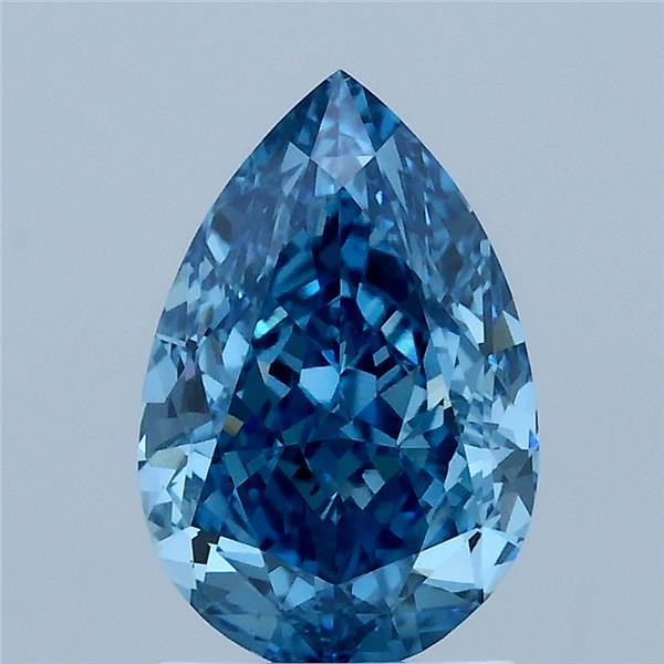 2.02 Carat Pear Lab Grown Diamond, Fancy Vivid Blue Color, VVS2 Clarity