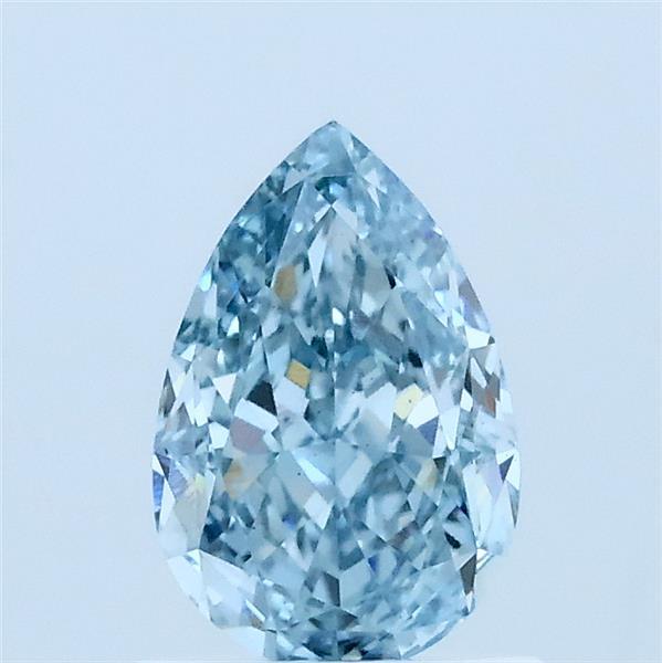 1.06 Carat Pear Lab Grown Diamond, Fancy Vivid Blue Color, VS2 Clarity
