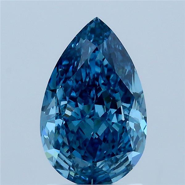 2.05 Carat Pear Lab Grown Diamond, Fancy Vivid Blue Color, VS1 Clarity