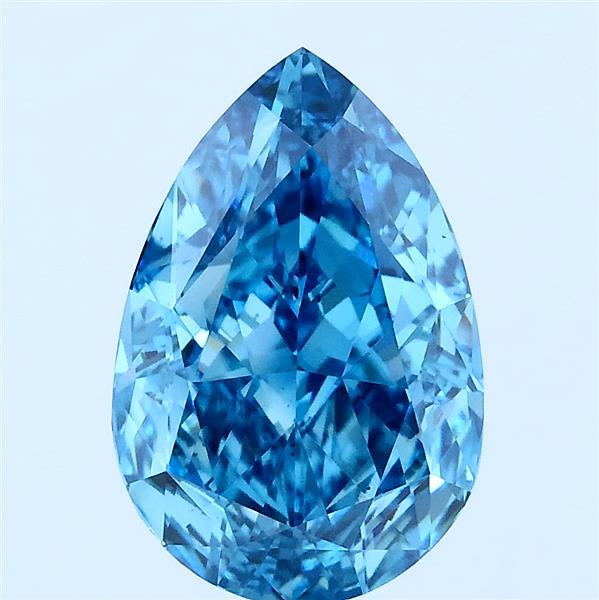 3.15 Carat Pear Lab Grown Diamond, Fancy Vivid Blue Color, VS1 Clarity