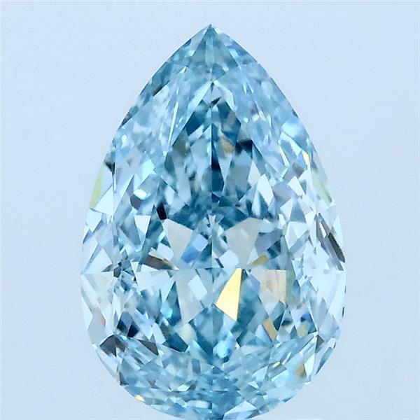 2.04 Carat Pear Lab Grown Diamond, Fancy Intense Blue Color, VVS2 Clarity