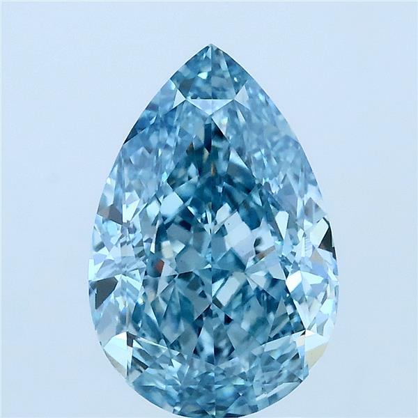 3.10 Carat Pear Lab Grown Diamond, Fancy Vivid Blue Color, VS1 Clarity