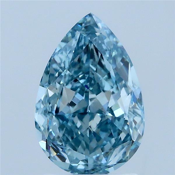 2.26 Carat Pear Lab Grown Diamond, Fancy Vivid Blue Color, VVS2 Clarity