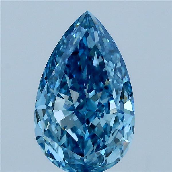 2.14 Carat Pear Lab Grown Diamond, Fancy Vivid Blue Color, VS1 Clarity