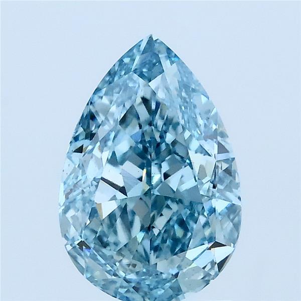 2.07 Carat Pear Lab Grown Diamond, Fancy Vivid Blue Color, VS1 Clarity