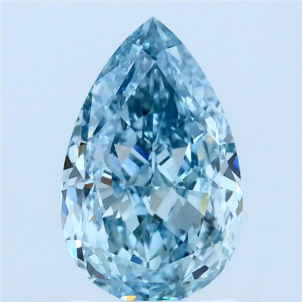 2.01 Carat Pear Lab Grown Diamond, Fancy Vivid Blue Color, VS2 Clarity