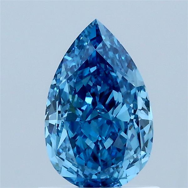 1.11 Carat Pear Lab Grown Diamond, Fancy Vivid Blue Color, VVS2 Clarity