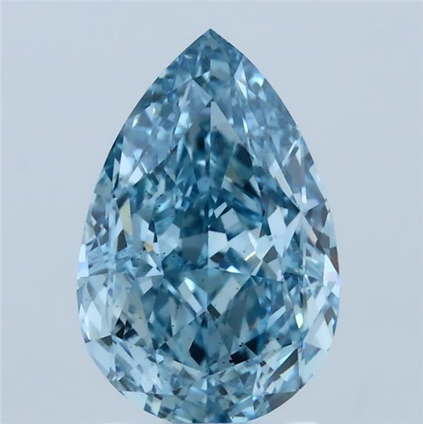 2.56 Carat Pear Lab Grown Diamond, Fancy Vivid Blue Color, VS2 Clarity