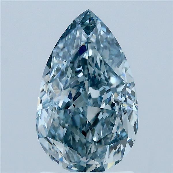 2.04 Carat Pear Lab Grown Diamond, Fancy Intense Greenish Blue Color, VS1 Clarity