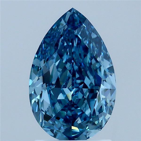2.04 Carat Pear Lab Grown Diamond, Fancy Vivid Blue Color, VS1 Clarity