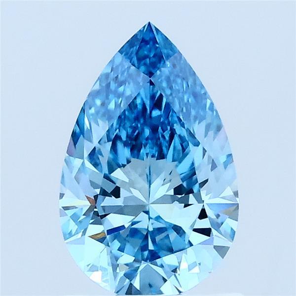 1.01 Carat Pear Lab Grown Diamond, Fancy Vivid Blue Color, VS1 Clarity