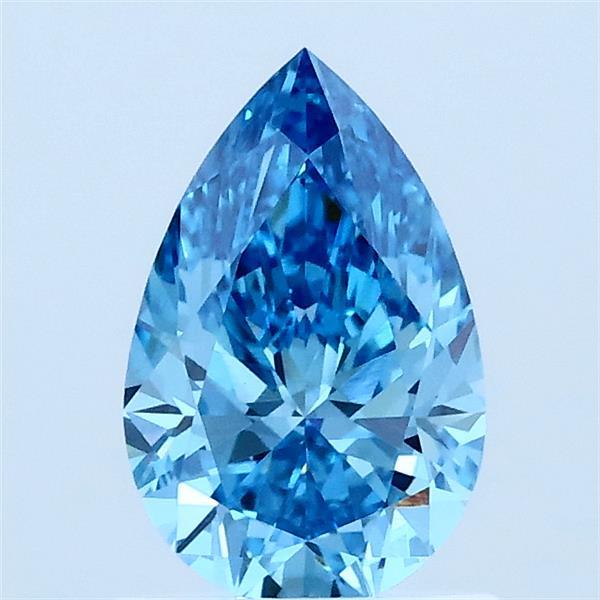 1.01 Carat Pear Lab Grown Diamond, Fancy Vivid Blue Color, VVS2 Clarity