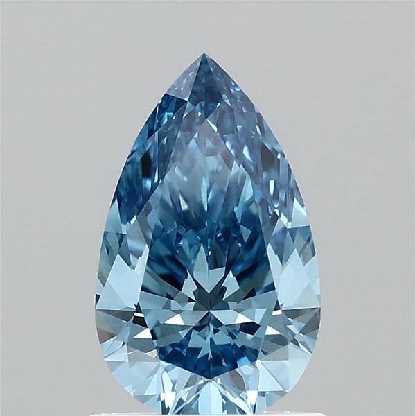 1.02 Carat Pear Lab Grown Diamond, Fancy Vivid Blue Color, VVS2 Clarity