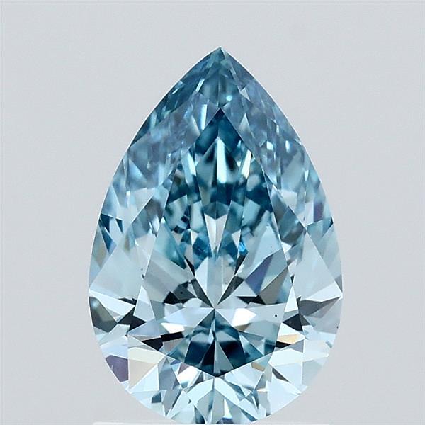 1.40 Carat Pear Lab Grown Diamond, Fancy Vivid Blue Color, VS1 Clarity