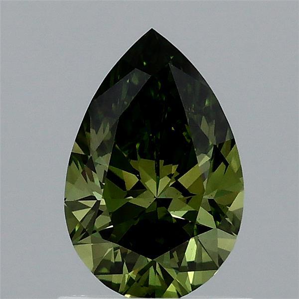 0.90 Carat Pear Lab Grown Diamond, Fancy Vivid Green Color, VS1 Clarity