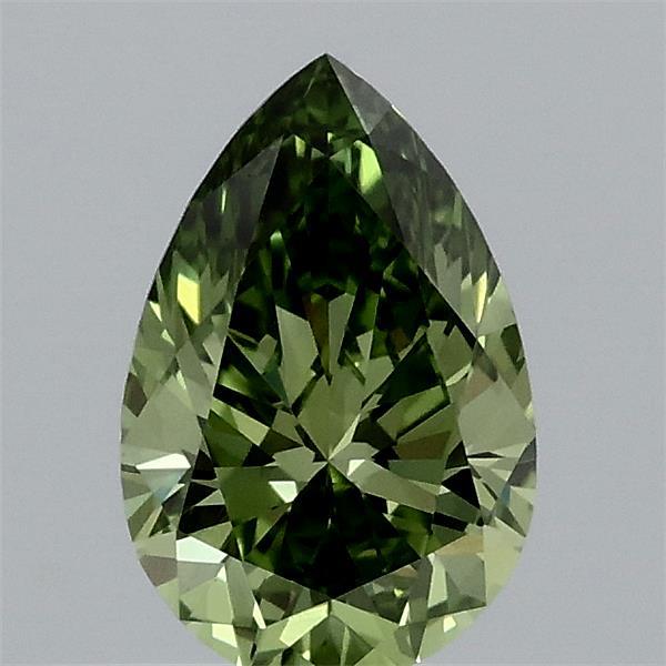 0.43 Carat Pear Lab Grown Diamond, Fancy Vivid Green Color, VVS2 Clarity